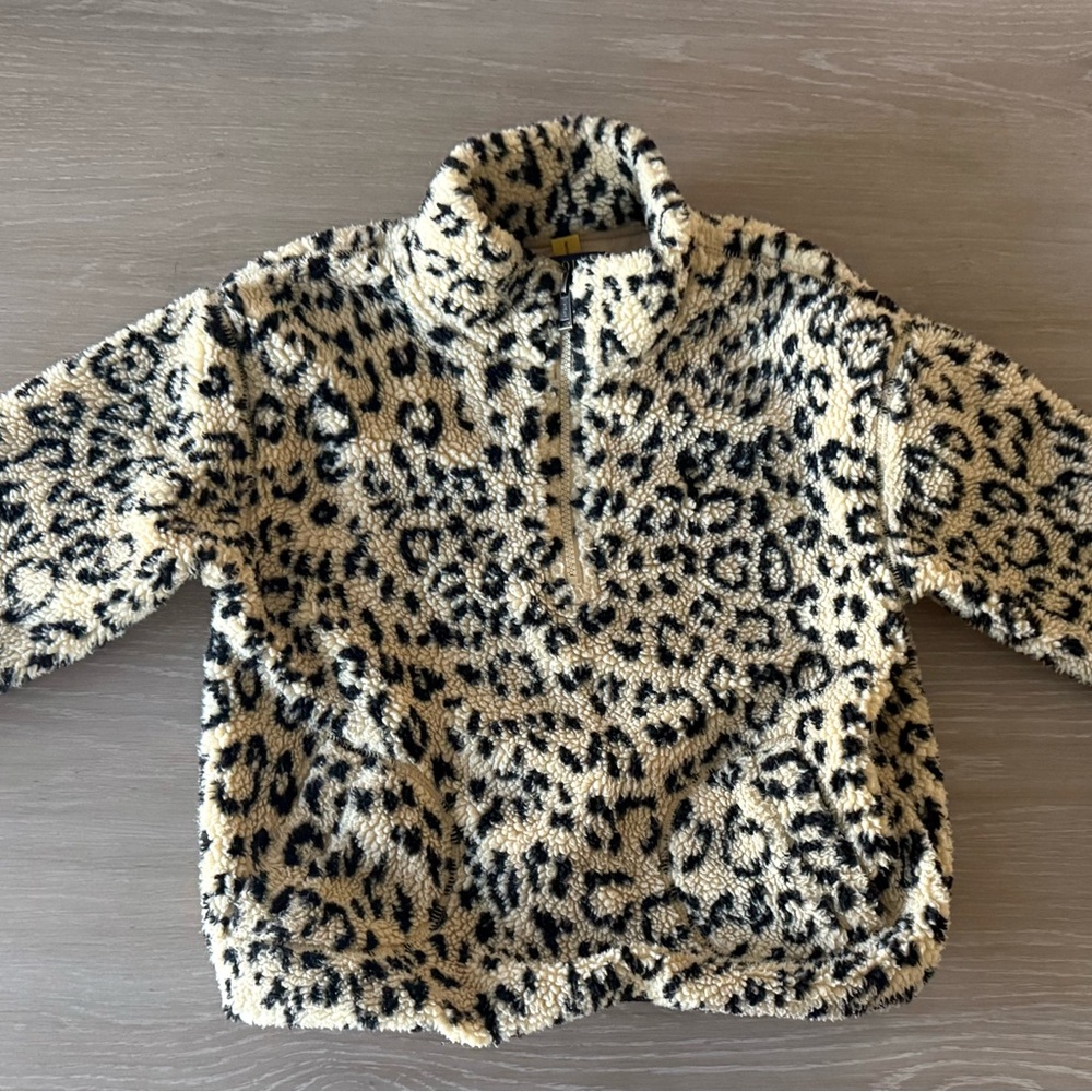 Polo Ralph Lauren Leopard Print Sherpa Fleece Pullover, Girls Size 8-10